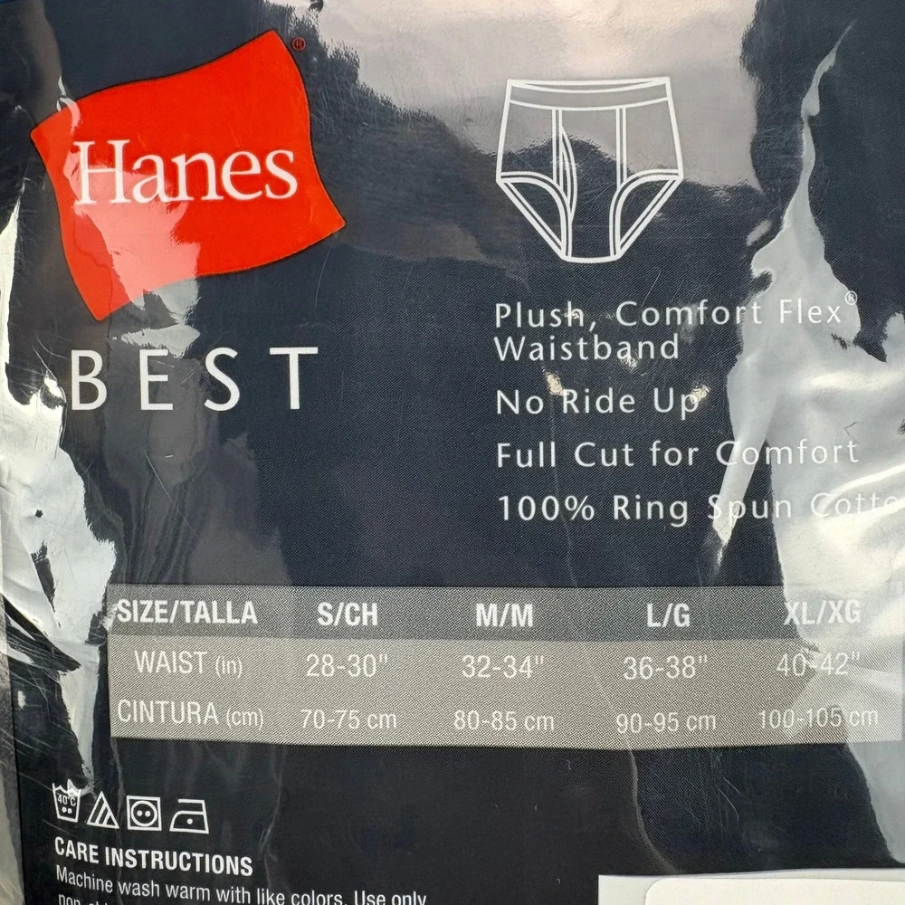Hanes Best Mens 8 Pack Tagless Briefs Black Gray Large 36-38 SCB6B8